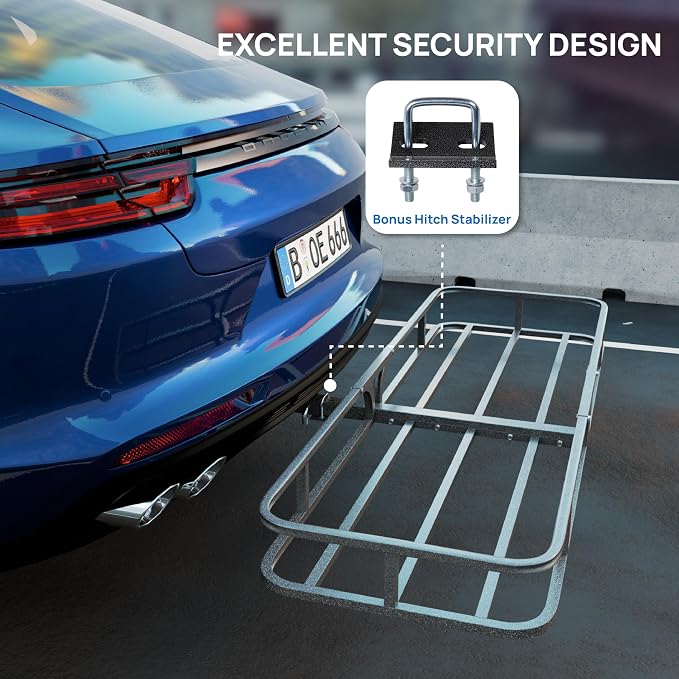 Bonnlo 54''X 19''X5.5'' Hitch Mount Cargo Carrier Basket - Image 3
