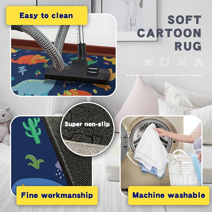 Cute Cartoon Dinosaur Rug for Boys Bedroom 59"x39" Bedroom Playroom Decor for - Image 5
