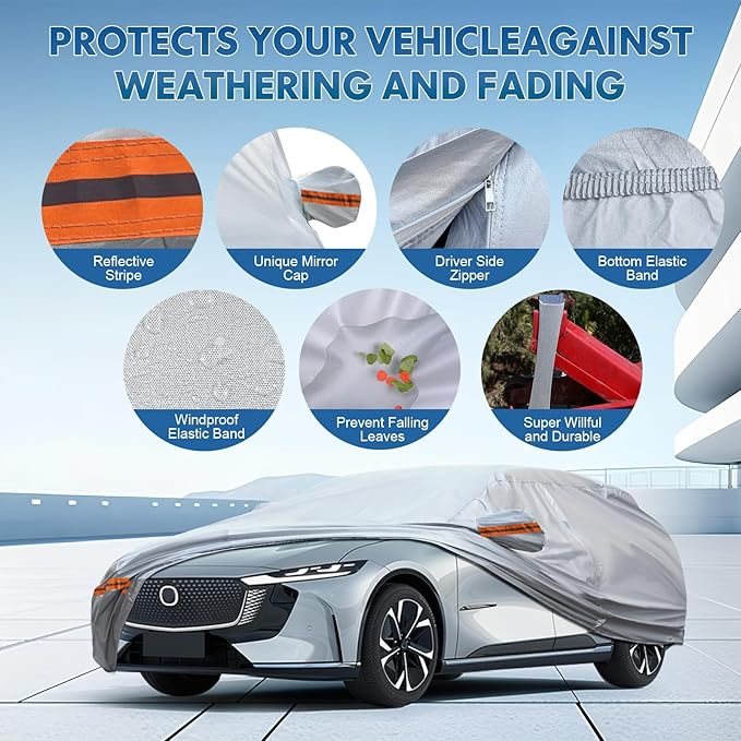 KEYOOG 6-Layer Full Car Cover is All-Weather Waterproof, Universal in All - Image 4