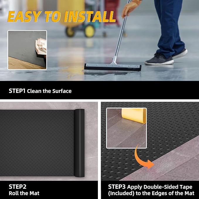 8.2x21 FT Garage Floor Mat, 2.8mm Thickened Diamond Plate PVC Garage Flooring - Image 6