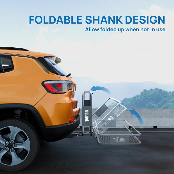 Bonnlo 60''X 20''X6'' Folding Hitch Mount Cargo Carrier Basket - Image 2