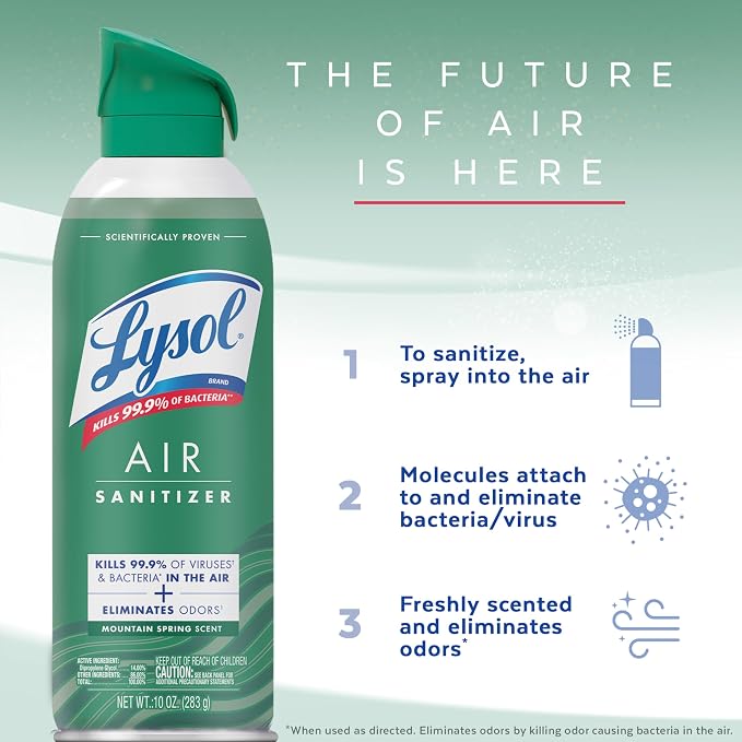 Lysol Air Sanitizer Spray with Odor Eliminator - Image 4