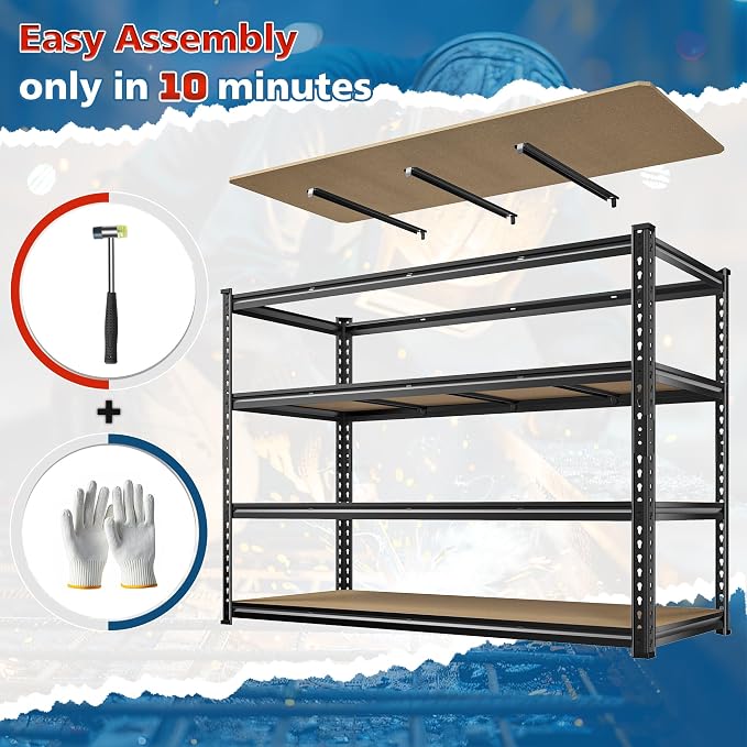 59.8" W Metal Shelving 59.8" H Storage Shelves 2200LBS Garage Shelving - Image 7