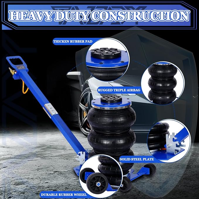 3T Triple Bag Air Jack 6600lbs Pneumatic Jack 3s Fast Lift Up 16in Airbag Jack - Image 5