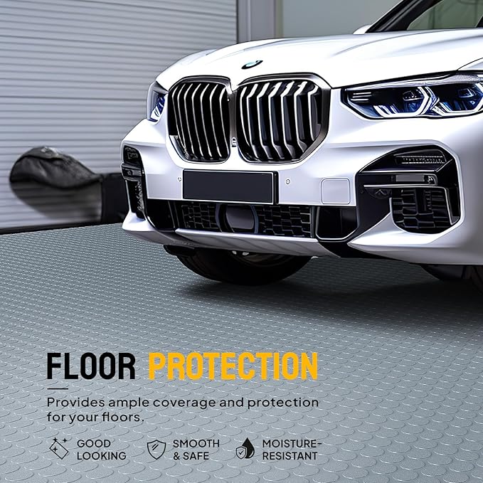 TUFFIOM 7.5x17 FT Garage Floor Mat, Coin Plate Sheet PVC Roll - Image 3