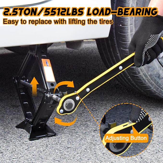 Car Jack Kit Scissor Jack for Car 2.5 Ton Tire Jack Tool Kit Universal Car - Image 3