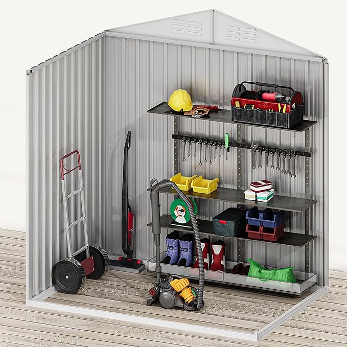 DWVO 6x4ft Storage Shed for Outdoors, Metal Sturdy Weatherproof Tool Locker - Image 7