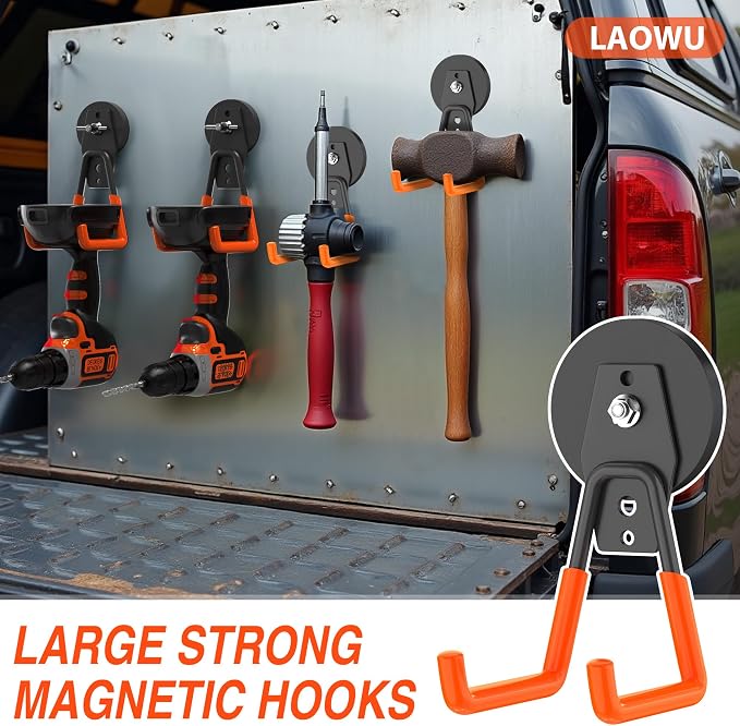 6Pcs Heavy Duty Storage Magnetic Utility Hooks Large Garage Strong Extra Magnet - Image 5