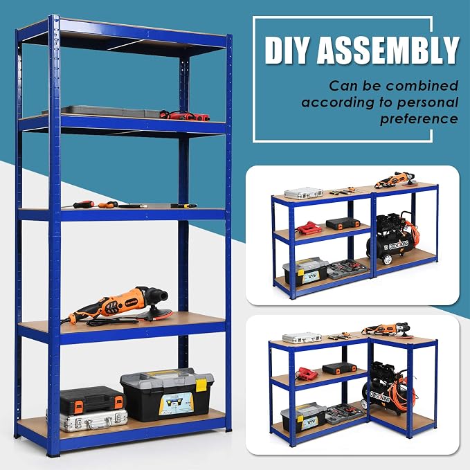 ERGOMASTER 5 Tier Utility Shelves Rack Garage Heavy Duty Steel Metal Shelving - Image 5
