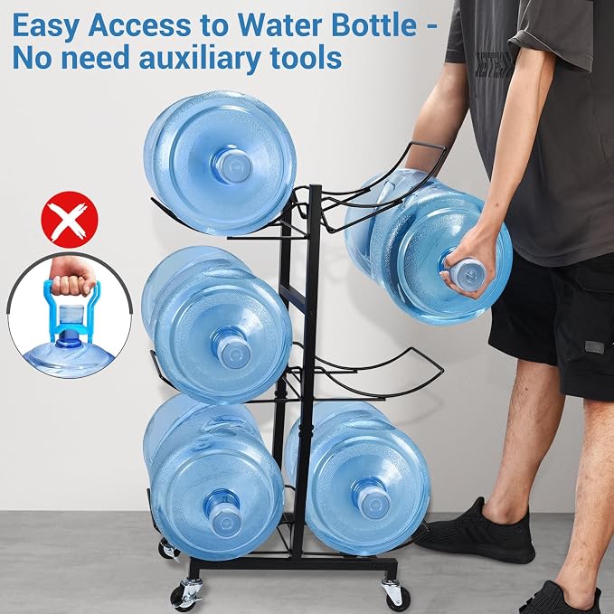 5 Gallon Water Jug Holder with 4 Wheels, Movable Heavy Duty Foldable Water Jug - Image 4