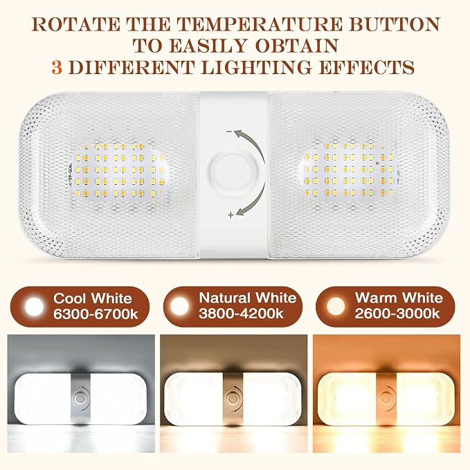 Retisee 10 Pcs RV Lights Interior 1700LM, 3 Color 12V RV LED Dome Lights - Image 3