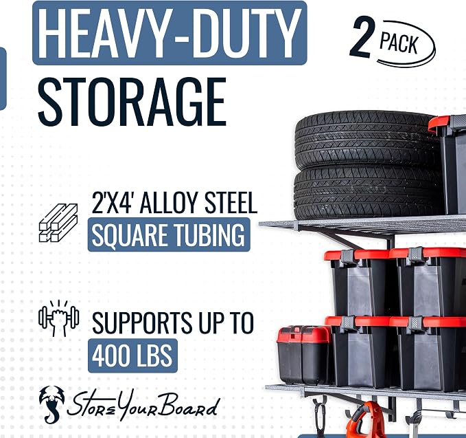 StoreYourBoard 2-Pack Heavy Duty Wall Shelves – Wall-Mounted Garage Storage - Image 3