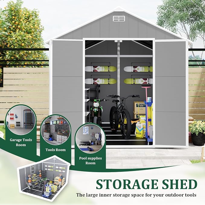 MyVoice 10x8 FT Outdoor Resin Storage Shed - Image 3