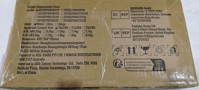 VEVOR Carport Replacement Canopy Cover 10 x 20 ft, Garage Top Tent Shelter Tarp - Image 16