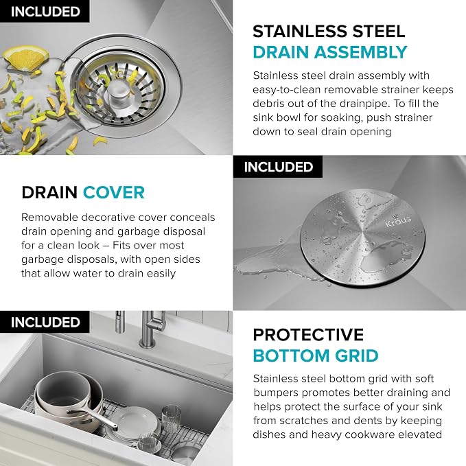 KRAUS Kore Workstation 30-inch Undermount 16 Gauge Stainless Steel Kitchen Sink - Image 8