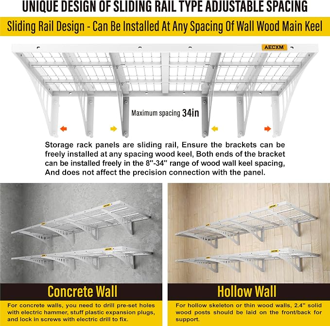 2x3ft 4Pack Wire Shelving Unit Heavy Duty Garage Storage Shelves Wall Mounted - Image 7