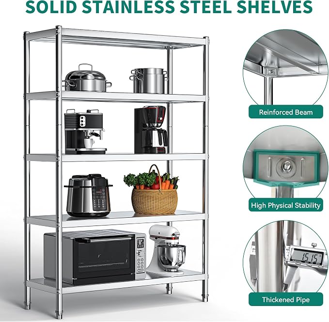 YITAHOME NSF Stainless Steel Shelves, Heavy Duty Shelving - Image 5