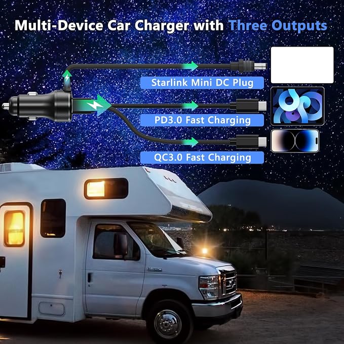 3-in-1 Starlink Mini Cable, Car Charger - Image 8