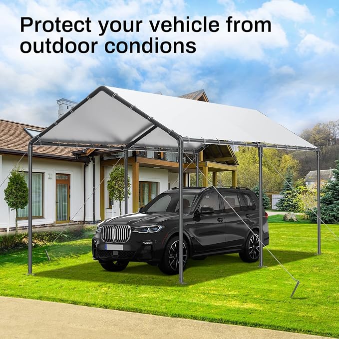 Grezone 10 x 20ft Heavy Duty Carport, Portable Car Tent Garage, All Season UV - Image 2