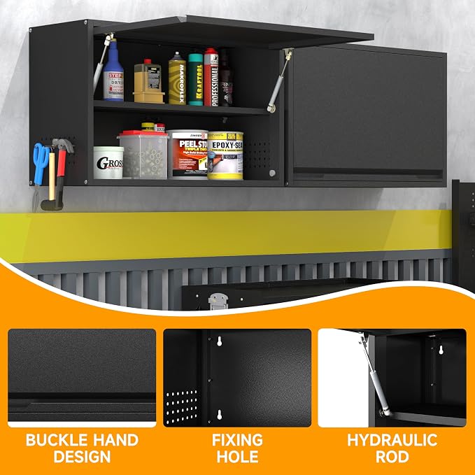 Metal Wall Cabinet with Up-flip Door, Metal Wall Storage Cabinet with - Image 5