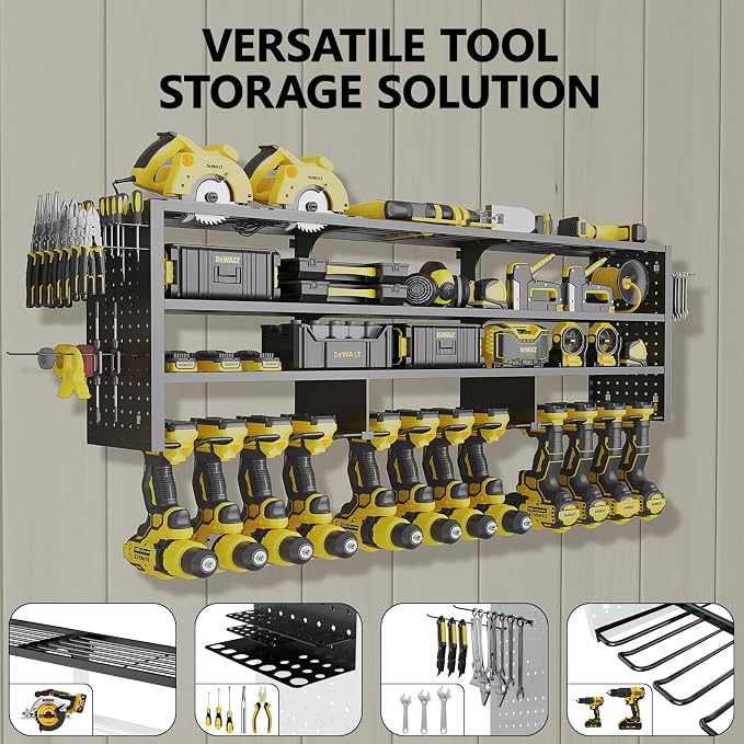 Large Power Tool Organizer Wall Mount, 4 Layer 49" W Heavy Duty Metal Tool - Image 6