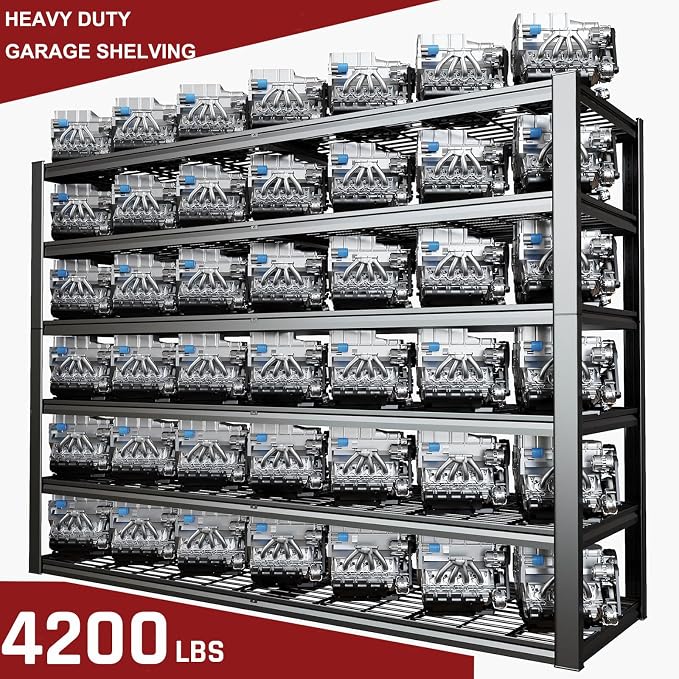 67" W Garage Shelving Heavy Duty, Adjustable 6 Tier Metal Shelves, Commercial - Image 3