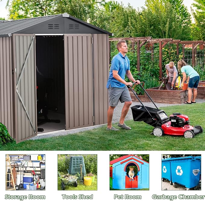 AECOJOY 7' x 7' Metal Storage Shed - Image 5