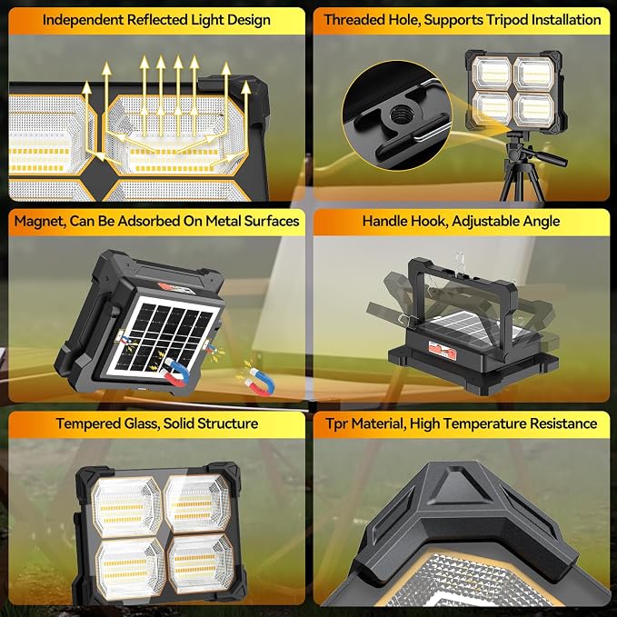 500W Led Work Light Rechargeable, 42000MAh Solar Portable Light, 42000LM - Image 5