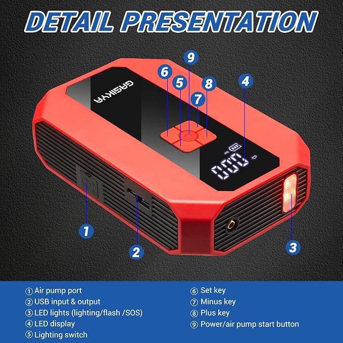 TM16E2 Car Jump Starter 7000Ah Jump Starter Battery Pack - Image 3