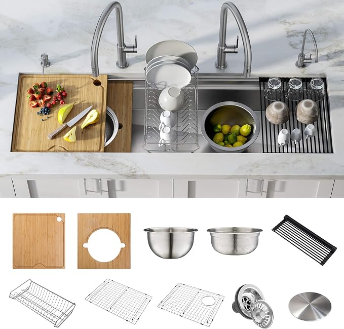 KRAUS Kore 57-inch Undermount Workstation 16 Gauge Single Bowl Stainless Steel by KRAUS