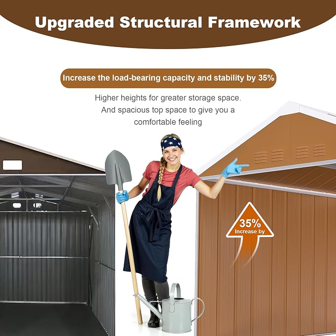 10 x 8 FT Outdoor Storage Shed, Metal Garden Tool Shed - Image 5