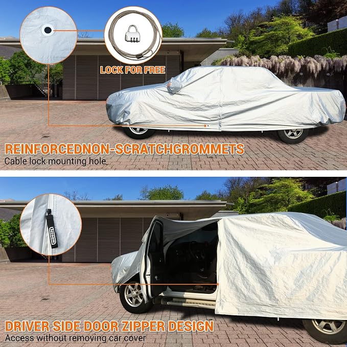 Tecoom Truck Cover Waterproof All Weather, 3 Layers Full Pickup Cover, Fleece - Image 5