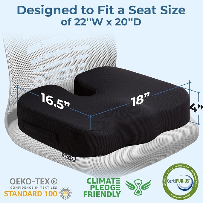 5 STARS UNITED Seat Cushion for Tailbone Pain Relief – Large Memory Foam - Image 5