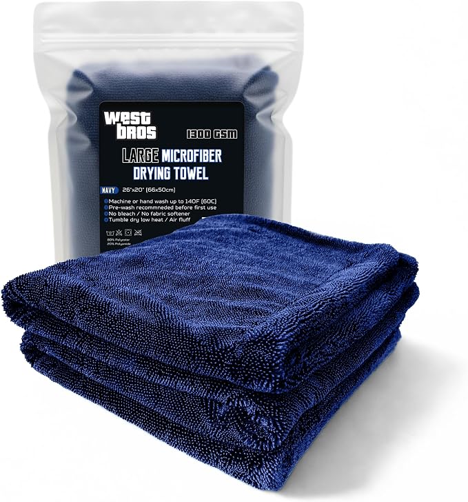 Large Car Drying Towel, 1300 GSM Professional Car Towel by WESTBROS