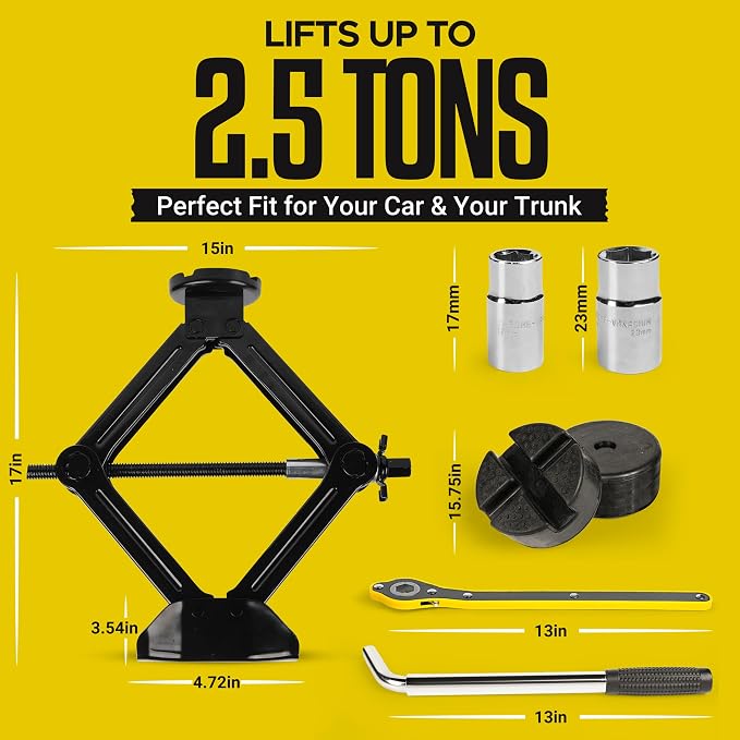Car Jack Kit/ 2.5 Ton/5512 Pounds Universal Scissor Jack Kit - Image 4