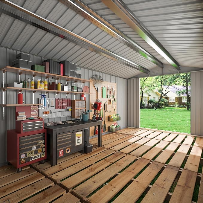 WKM 10x10 FT Outdoor Storage Shed, Utility Metal Tool Storage - Image 6
