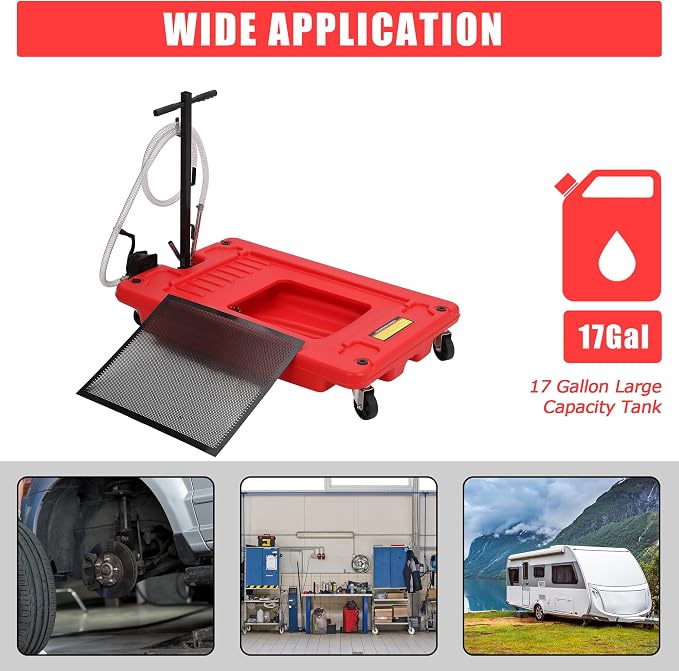 ‌17 Gal Low Profile Oil Drain Pan, Heavy Duty Mobile Oil Changing Pan - Image 6