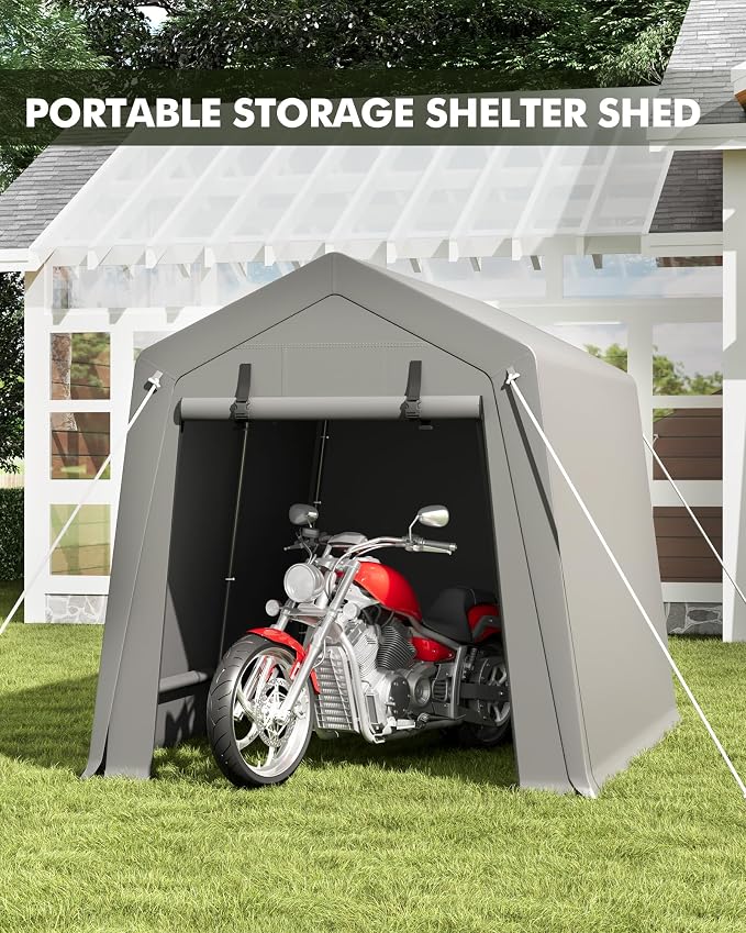 7 x 10 ft Carport Storage Shed, Portable Garage - Image 2