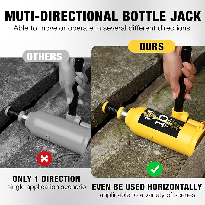 YELLOW JACKET 10 Ton Muti-Directional Welded Bottle Jack, Horizontal Bottle - Image 3