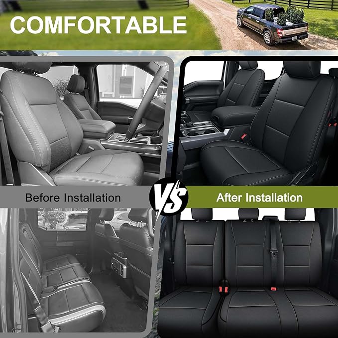 AOMSAZTO Seat Covers for Ford F150 XL XLT: 2015-2024 2025 SuperCrew & F250 F350 - Image 5