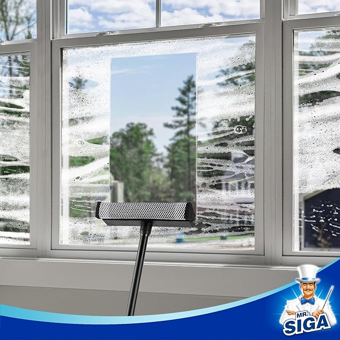 MR.SIGA Professional 2-in-1 Car Window Squeegee and Sponge Scrubber - Image 7