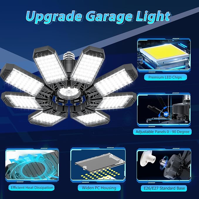 ISKYDRAW LED Garage Light 260W, 26000LM 6500K Garage Ceiling Lights - Image 4