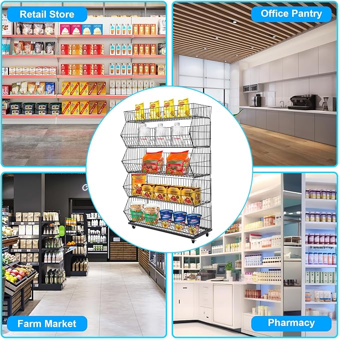 Retail Display Rack 5-Tier Market Merchandise Display Shelf Fruit Store Storage - Image 8