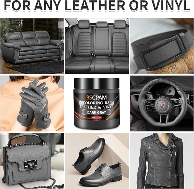 Dark Gray Leather Recoloring Balm, Leather Couch Scratch/Stain Remover - Image 2