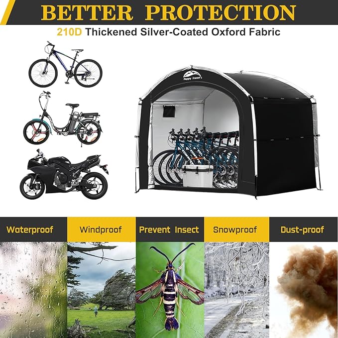 Happy Travel Bike Storage Shed Tent, Outdoor Portable Bicycle Storage Sheds - Image 4