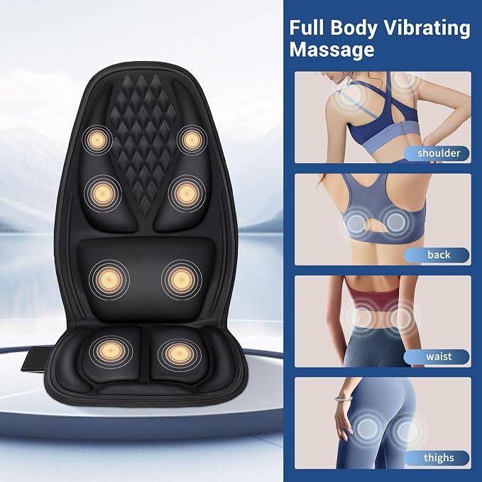 Back Massage Chair Pad with 3D Lumbar Support, Electric Back Massager - Image 4