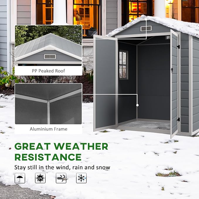 Outsunny 6' x 4.5' Outdoor Storage Shed, Plastic Shed - Image 5