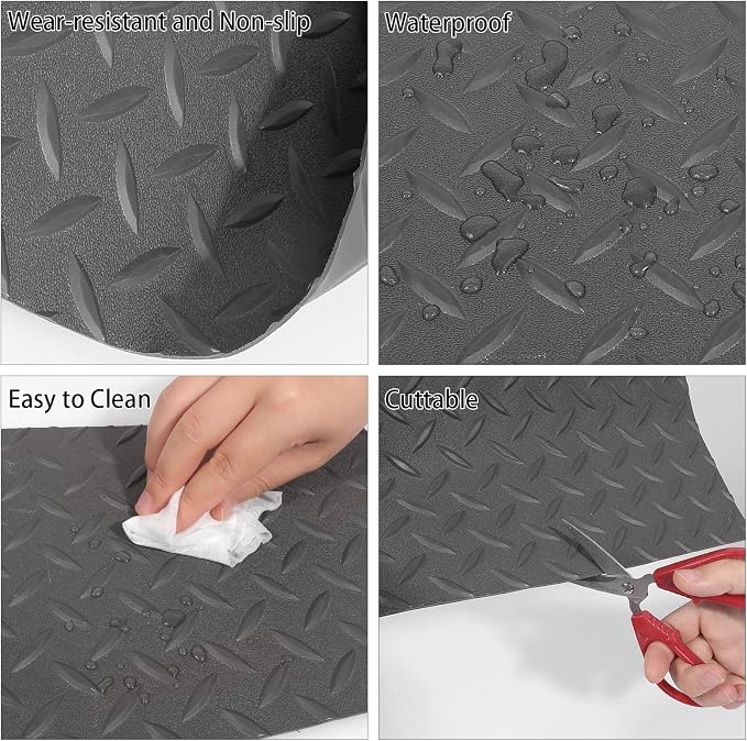 Boshen 7.5Ft x 17Ft Rubber Flooring Mats 2.9mm Thickened Diamond Plate Flooring - Image 4