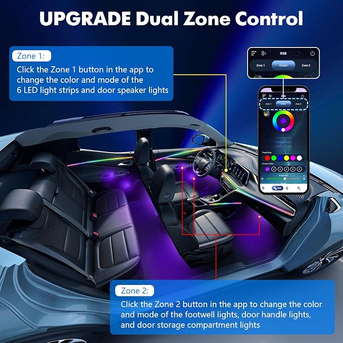 2025 Upgraded Dreamcolor Acrylic Interior Car LED Strip Light - Image 5