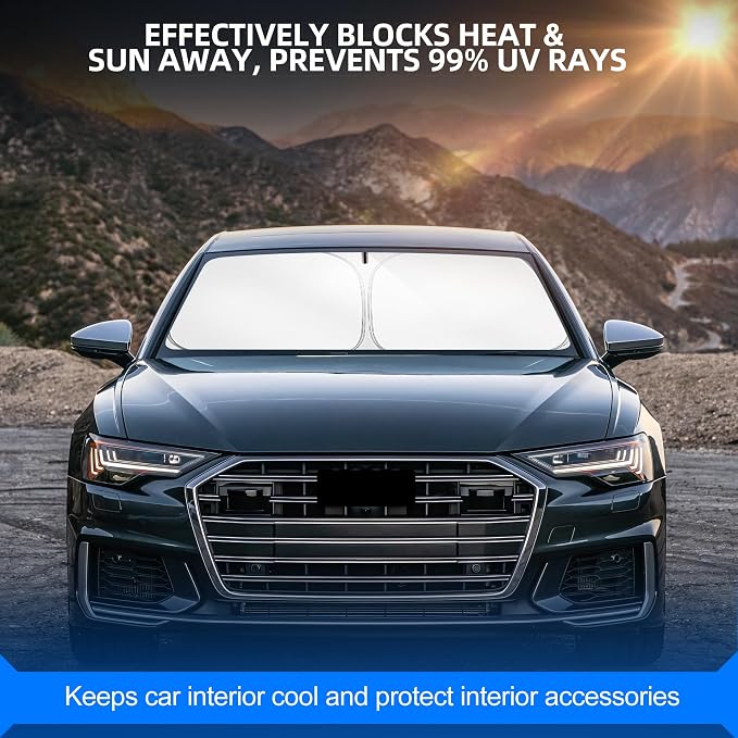 Windshield Sun Shade for Audi A6 2019-2025 Foldable Sunshade Custom Fit Front - Image 7